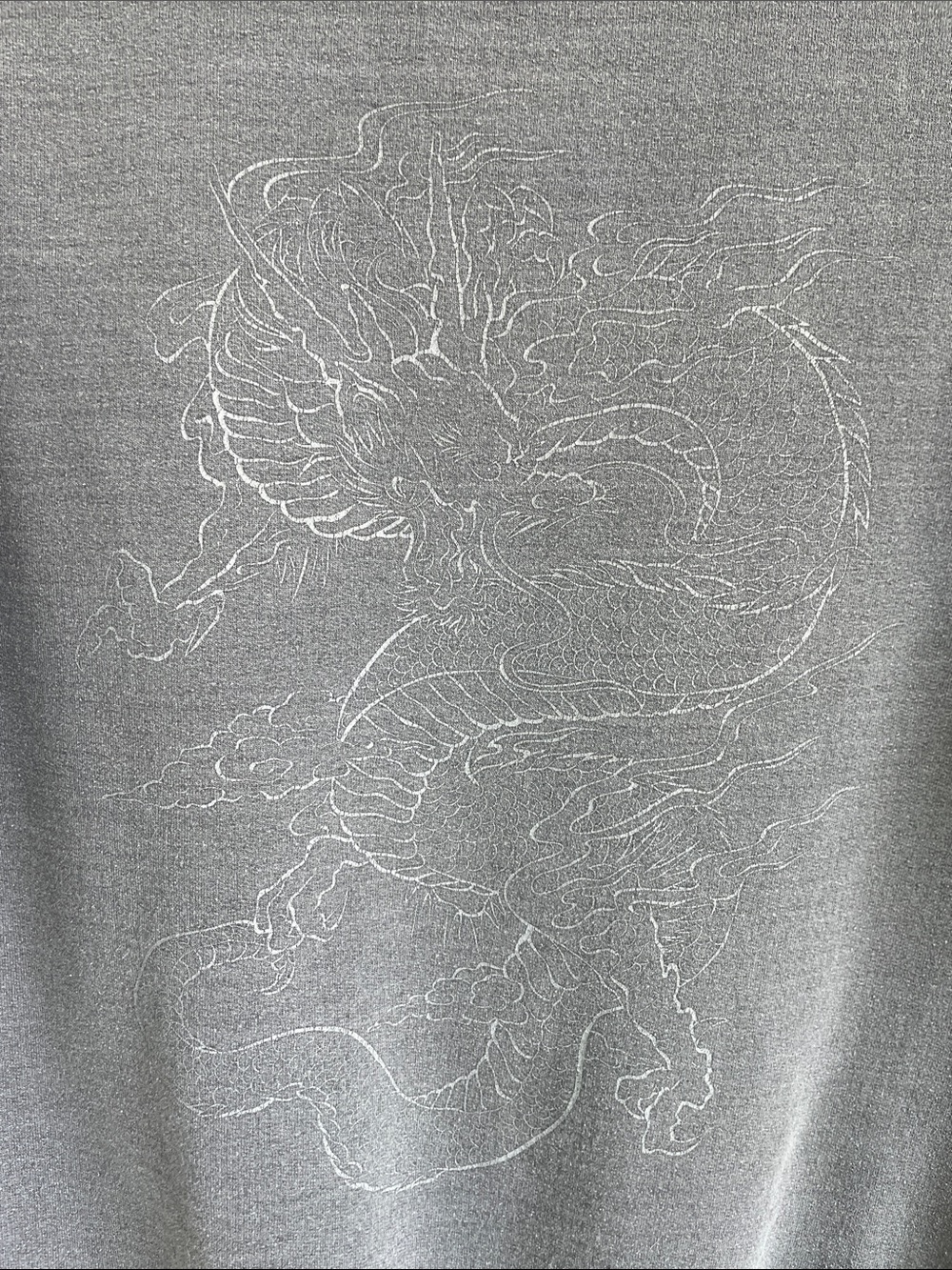 BDG Y2K Dragon Sweatshirt  - Gray with Subtle White Dragon Graphic • small